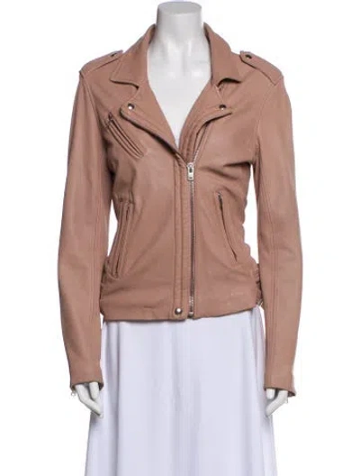Pre-owned Iro Lamb Leather Biker Jacket In Pink