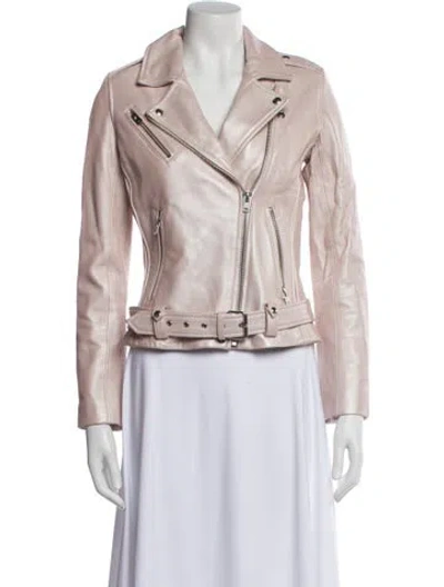 Pre-owned Iro Lamb Leather Biker Jacket In Pink