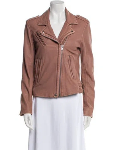 Pre-owned Iro Lamb Leather Biker Jacket In Pink