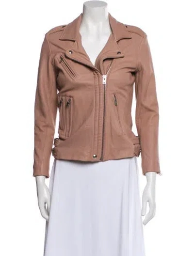 Pre-owned Iro Lamb Leather Biker Jacket In Pink