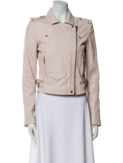 Pre-owned Iro Lamb Leather Biker Jacket In Pink