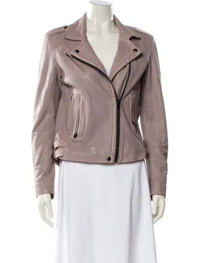 Pre-owned Iro Lamb Leather Biker Jacket In Pink