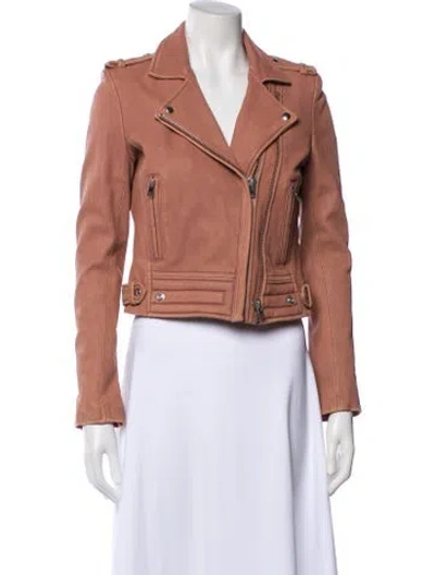 Pre-owned Iro Lamb Leather Biker Jacket In Pink