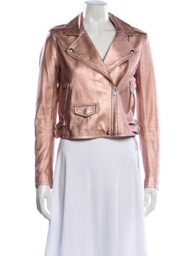 Pre-owned Iro Lamb Leather Biker Jacket In Pink