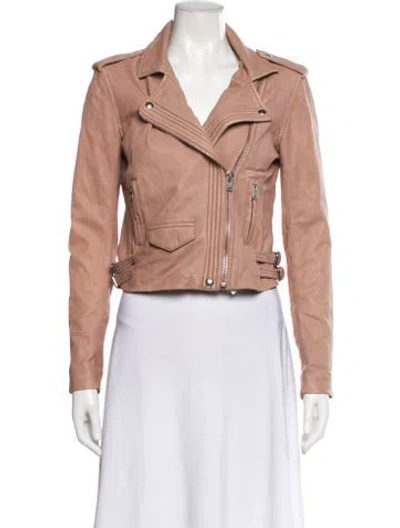 Pre-owned Iro Lamb Leather Biker Jacket In Pink