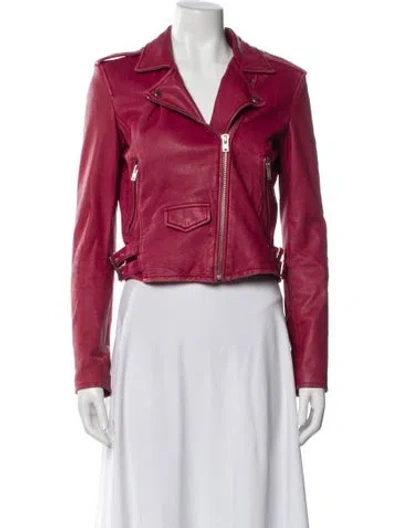 Pre-owned Iro Lamb Leather Biker Jacket In Pink