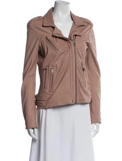 Pre-owned Iro Lamb Leather Biker Jacket In Pink