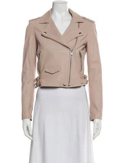 Pre-owned Iro Lamb Leather Biker Jacket In Pink