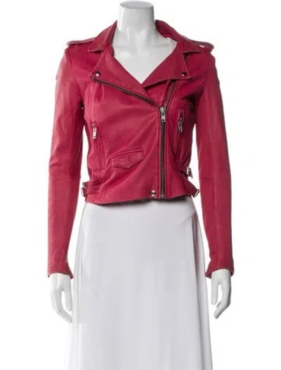 Pre-owned Iro Lamb Leather Biker Jacket In Pink