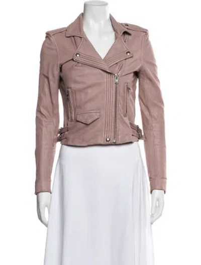 Pre-owned Iro Lamb Leather Biker Jacket In Pink
