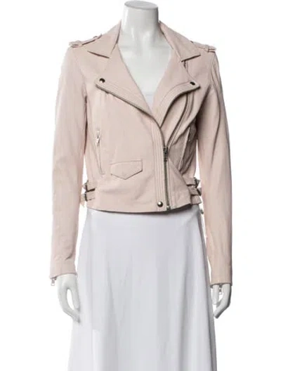 Pre-owned Iro Lamb Leather Biker Jacket In Pink