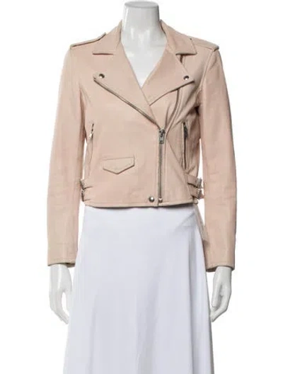 Pre-owned Iro Lamb Leather Biker Jacket In Pink