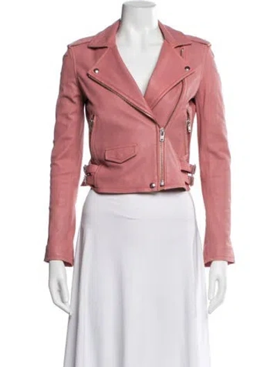 Pre-owned Iro Lamb Leather Biker Jacket In Pink