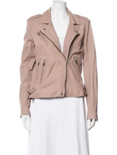 Pre-owned Iro Lamb Leather Biker Jacket In Pink