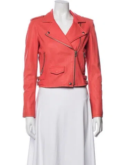 Pre-owned Iro Lamb Leather Biker Jacket In Pink