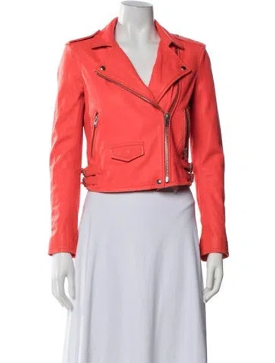 Pre-owned Iro Lamb Leather Biker Jacket In Pink