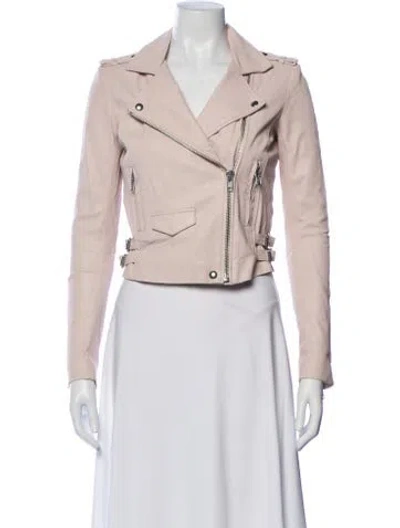 Pre-owned Iro Lamb Leather Biker Jacket In Pink