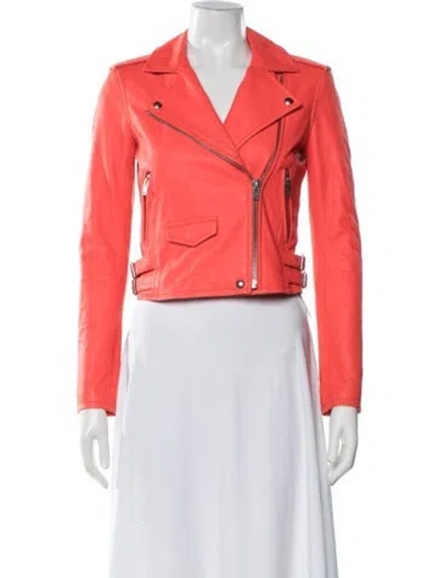 Pre-owned Iro Lamb Leather Biker Jacket In Pink
