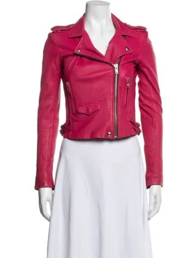 Pre-owned Iro Lamb Leather Biker Jacket In Pink