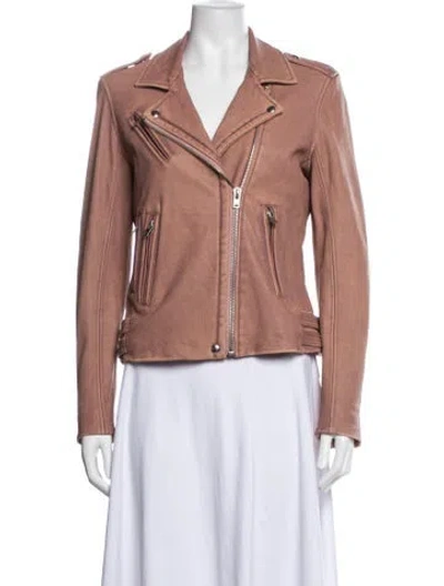 Pre-owned Iro Lamb Leather Biker Jacket In Pink