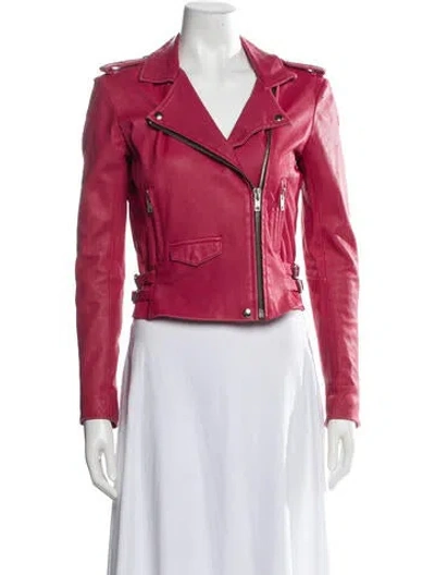 Pre-owned Iro Lamb Leather Biker Jacket In Pink