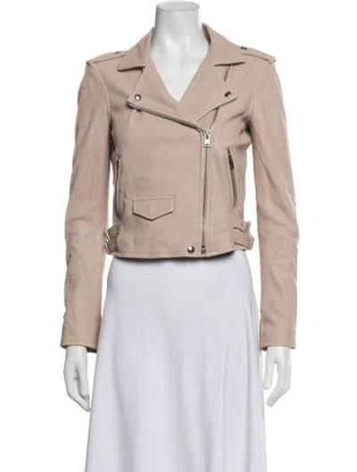 Pre-owned Iro Lamb Leather Biker Jacket In Pink