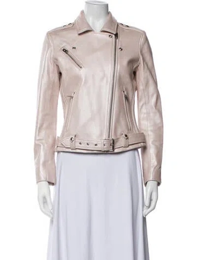 Pre-owned Iro Lamb Leather Biker Jacket In Pink