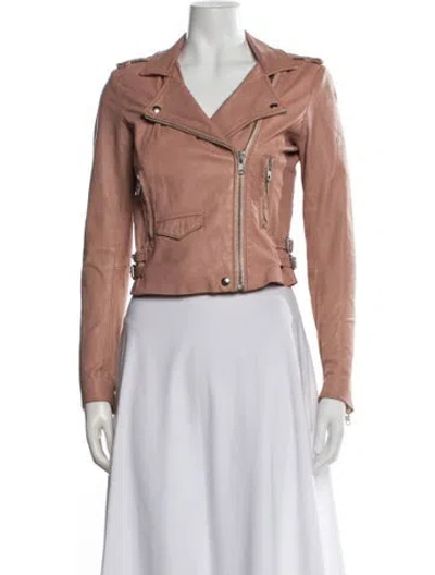 Pre-owned Iro Lamb Leather Biker Jacket In Pink