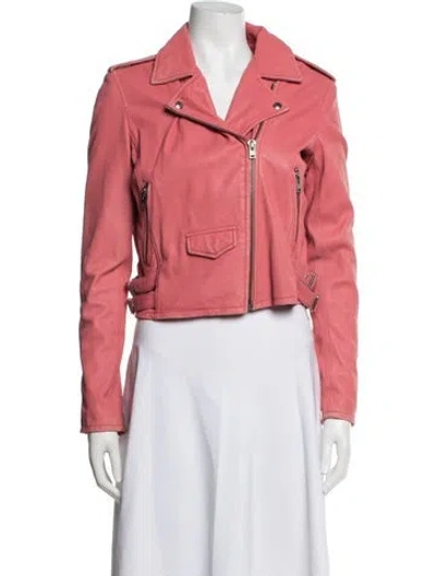 Pre-owned Iro Lamb Leather Biker Jacket In Pink