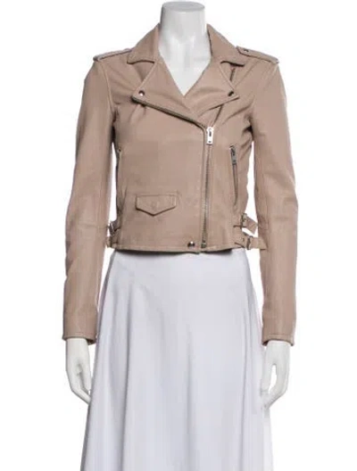 Pre-owned Iro Lamb Leather Biker Jacket In Pink