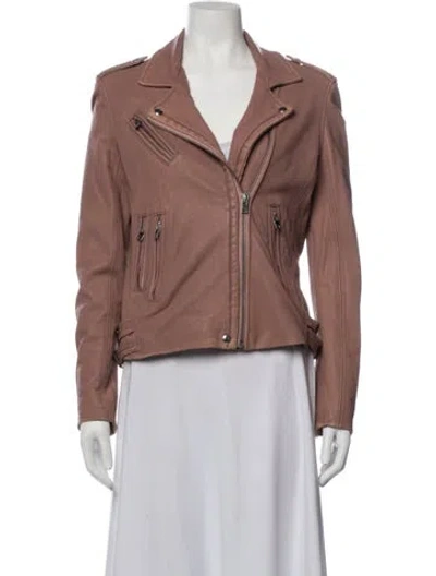 Pre-owned Iro Lamb Leather Biker Jacket In Pink