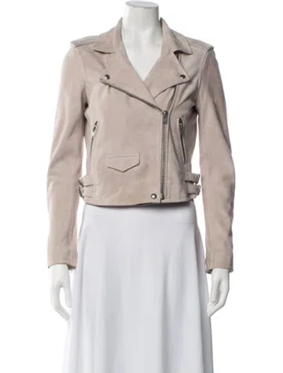 Pre-owned Iro Lamb Leather Biker Jacket In Pink
