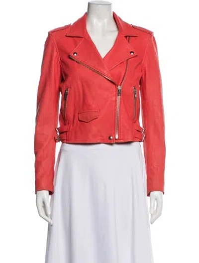 Pre-owned Iro Lamb Leather Biker Jacket In Pink