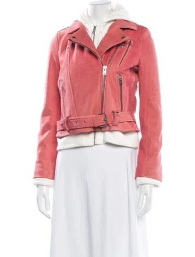 Pre-owned Iro Lamb Leather Biker Jacket In Pink