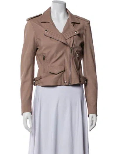 Pre-owned Iro Lamb Leather Biker Jacket In Pink