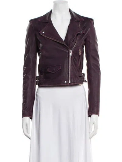 Pre-owned Iro Lamb Leather Biker Jacket In Purple