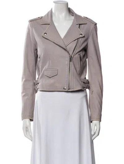 Pre-owned Iro Lamb Leather Biker Jacket In Purple