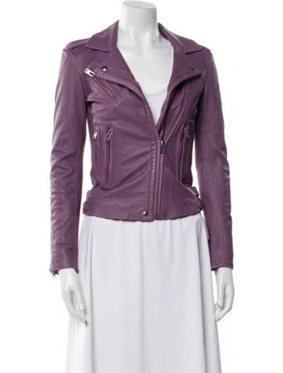 Pre-owned Iro Lamb Leather Biker Jacket In Purple