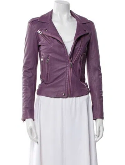 Pre-owned Iro Lamb Leather Biker Jacket In Purple