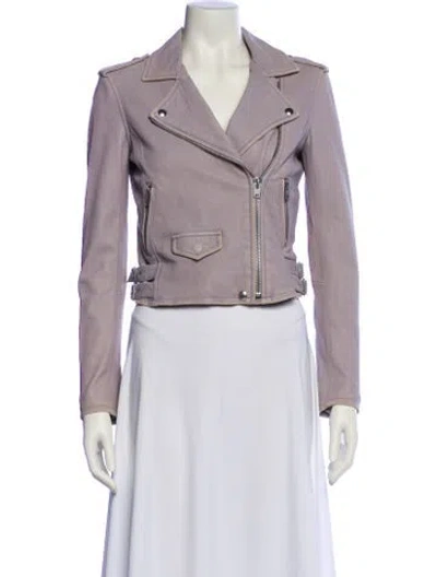 Pre-owned Iro Lamb Leather Biker Jacket In Purple