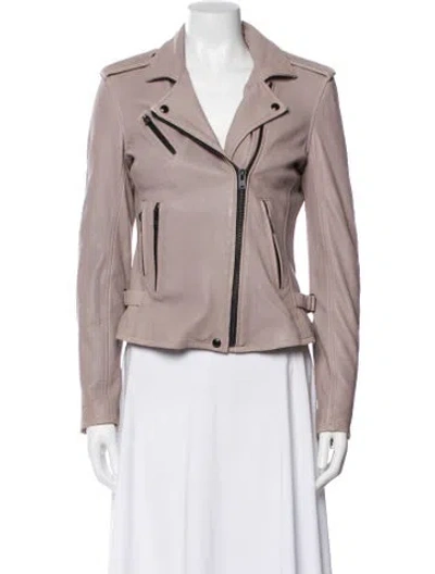 Pre-owned Iro Lamb Leather Biker Jacket In Purple