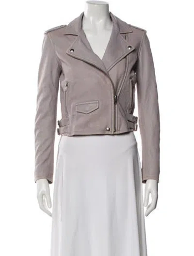 Pre-owned Iro Lamb Leather Biker Jacket In Purple