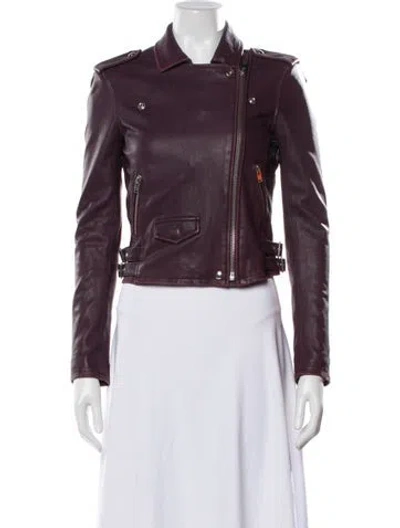 Pre-owned Iro Lamb Leather Biker Jacket In Purple