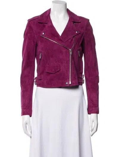 Pre-owned Iro Lamb Leather Biker Jacket In Purple