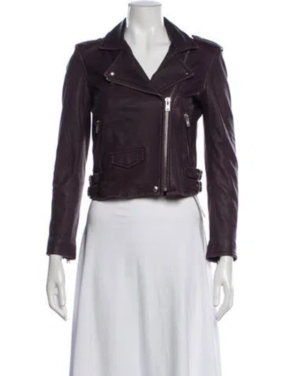 Pre-owned Iro Lamb Leather Biker Jacket In Purple