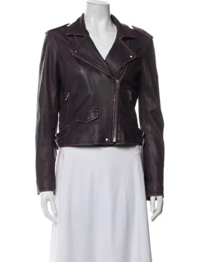 Pre-owned Iro Lamb Leather Biker Jacket In Purple