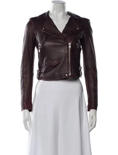 Pre-owned Iro Lamb Leather Biker Jacket In Purple