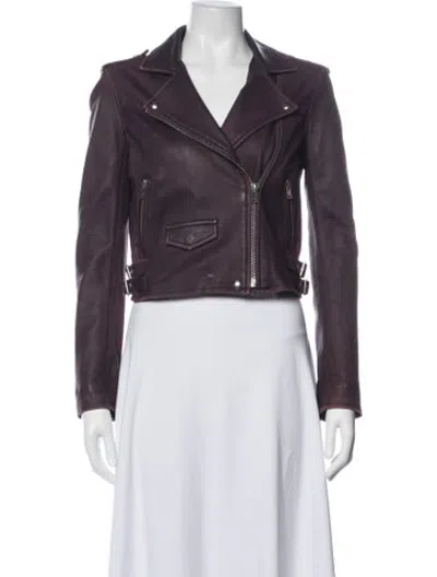 Pre-owned Iro Lamb Leather Biker Jacket In Purple