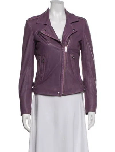 Pre-owned Iro Lamb Leather Biker Jacket In Purple