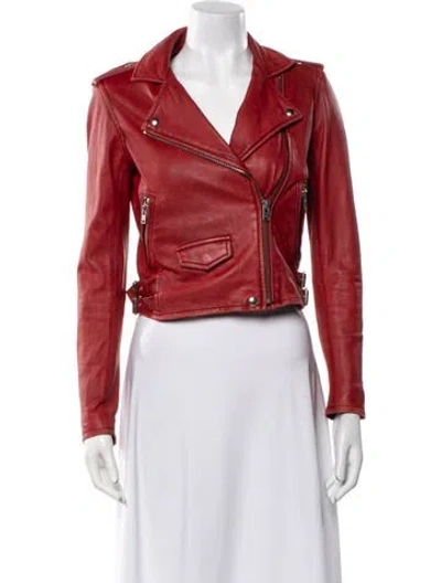 Pre-owned Iro Lamb Leather Biker Jacket In Red